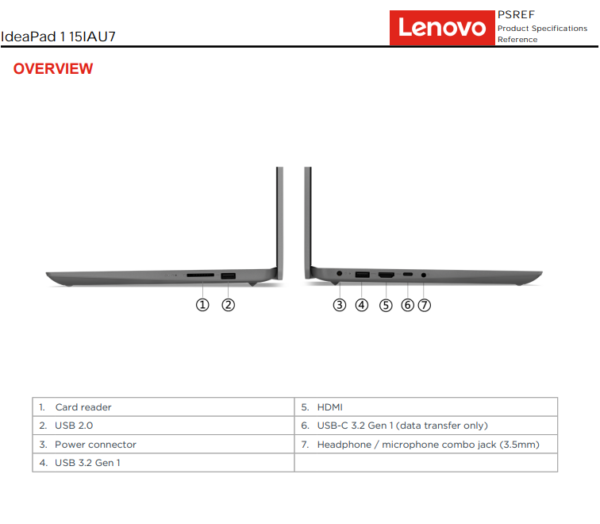 Capture LENOVO IDEAPAD 1 15IAU7 I5 1235U 8GO 512GO SSD NVME NEUF SOUS EMBALLAGE