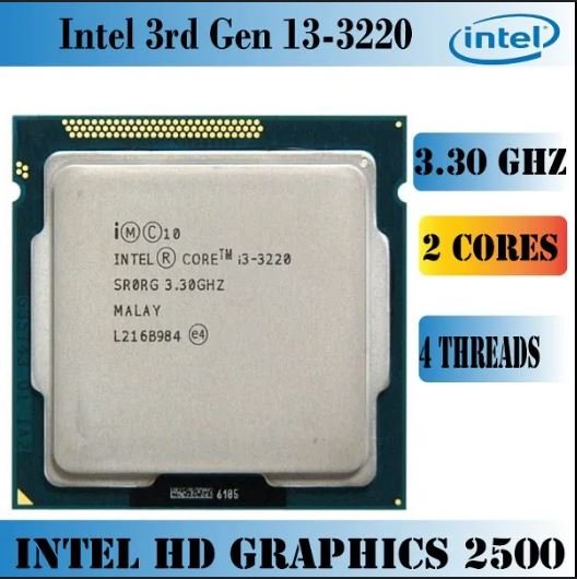 CPU INTEL® CORE™ IVY BRIDGE I3 3220 3.3GHZ/3M/ TRAY(SANS VENTILLO)