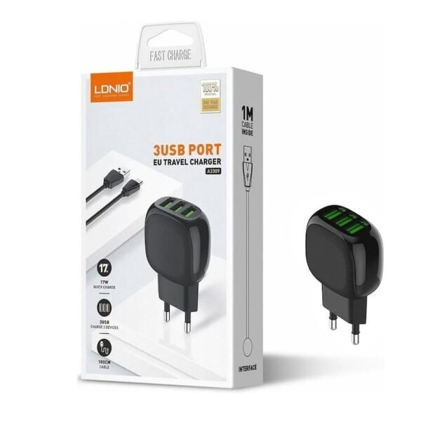 51CBViMcdCL._AC_ CHARGEUR 3USB TYPE C 17W LDNIO A3309