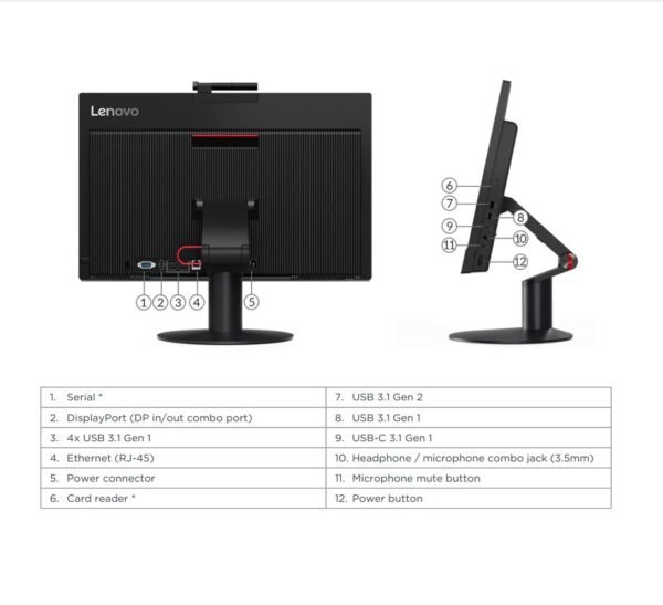 PC BUREAU ALL IN ONE LENOVO M920 / CI5 (8EME)/8GB/256GB SSD/G.DVD/ECRAN 23.8’’LED(AVEC EMBALLAGE 10/10)