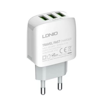 houdhoud0 CHARGEUR 3USB TYPE C 3.4A 17W LDNIO A3312