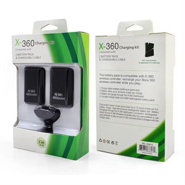 BATTERIE EN DOUBLE MANETTE.J X-BOX 360 4800MAH