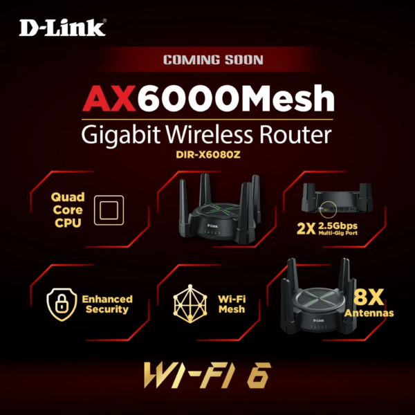 Routeur Wi-Fi 6 Multi-Gigabit AX6000 D-Link DIR-X6080Z