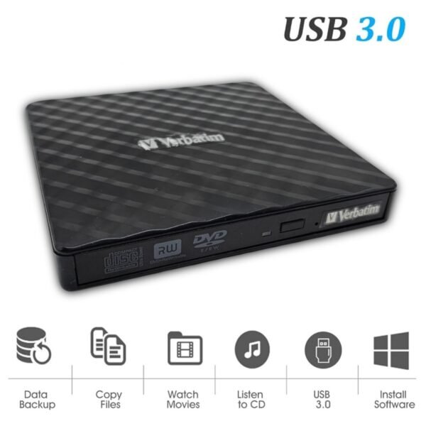 GRAVEUR DVD VERBATIM SLIM EXTERNE USB 3.0 + TYPE C