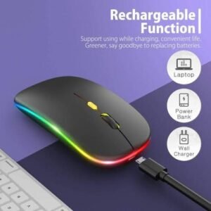 SOURIS OPTIQUE SANS FIL RGB (BLUETOOTH & WIRELESS) ASUS ET HP SLIM RGB W10 / RECHARGEABLE