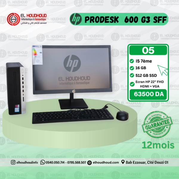 HP prodesk i5 pc Offre spéciale – PC de bureau HP ProDesk 600 G3 + Écran HP 22" FHD