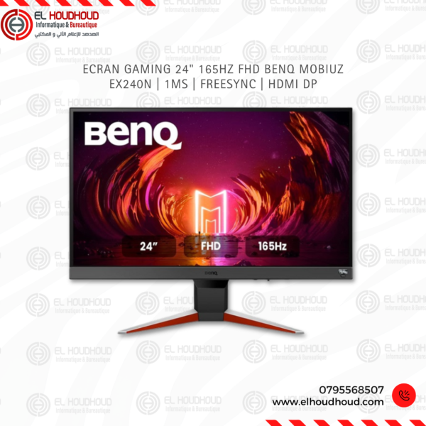 1 ECRAN GAMING 24" 165Hz FHD BenQ MOBIUZ EX240N | 1ms | FreeSync | HDMI DP